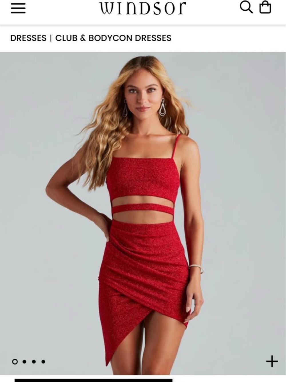 Windsor Red Glitter Double Cutout Mini Dress